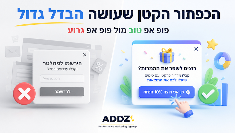 שיפור אחוז המרה בפופ אפ איקומרס
